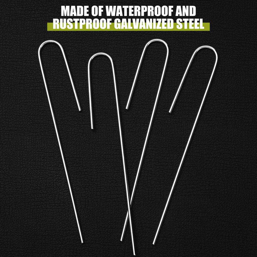 Pelopy 200 Pcs 1/2" Irrigation Drip Tubing Stakes 5 in J-Shaped Landscape Staples Garden Drip Line Stakes Soaker Hose Pins for Lawn Plant Yard Fence Ground Drips Systems, Sliver