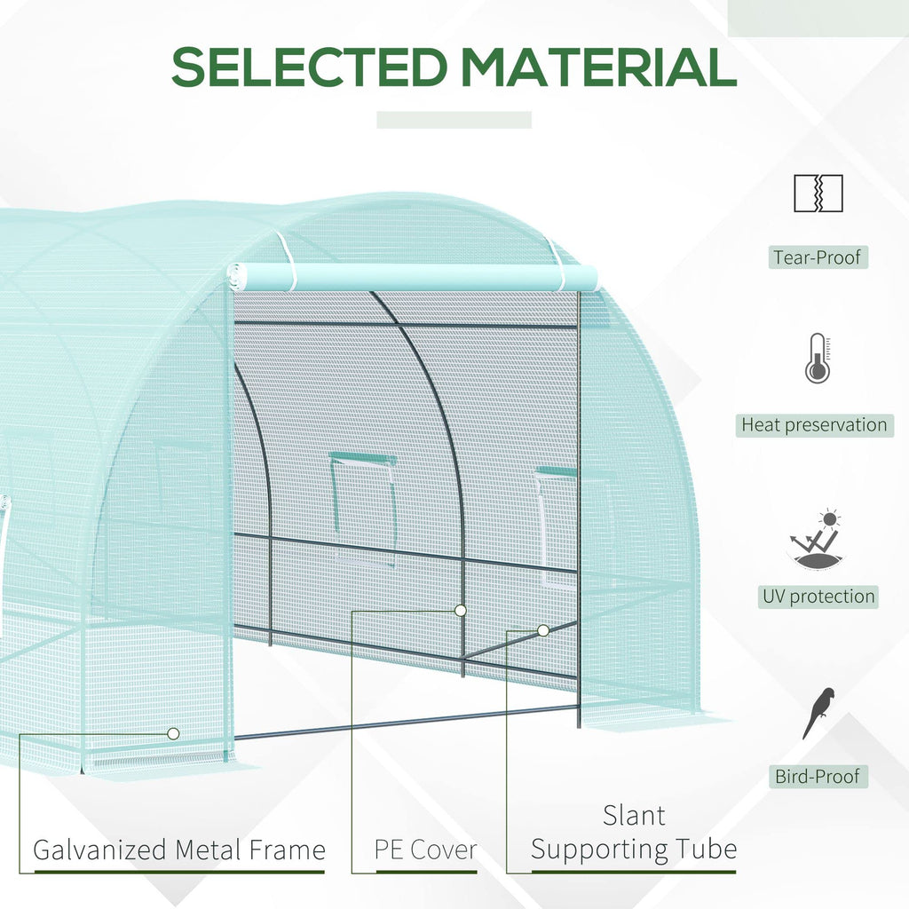 Outsunny 20' x 10' x 7' Walk-in Tunnel Greenhouse Zippered Door Green