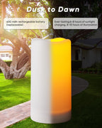 Homemory Solar Candles Outdoor Waterproof, Rechargeable Candles, Solar Powered Flameless Candles for Outdoor, Lanterns, Sensor Only, Dusk to Dawn, 3"x5", Set of 2