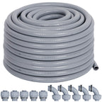 Neorexon Liquid-Tight Conduit 50 ft and 10 Pieces of Connector Kit, Electrical Conduit 1/2 50ft w/UL Certification, Flexible Conduit with 5 Straight and 5 90-Degree Conduit Connector Fittings