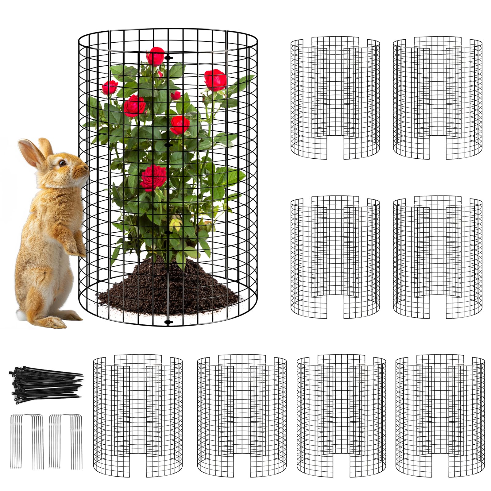 8 Pack Plant Protector from Animals, Wire Mesh Plant Cages for Garden – Sturdy Metal Plant Protectors to Keep Rabbits, Squirrels, and Animals Out – Ideal for Vegetables, Flowers, and Outdoor Plants