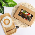 TOMNK 48pcs Cookie Boxes with 3 Style Window,8x6x2.5in Brown Bakery Boxes