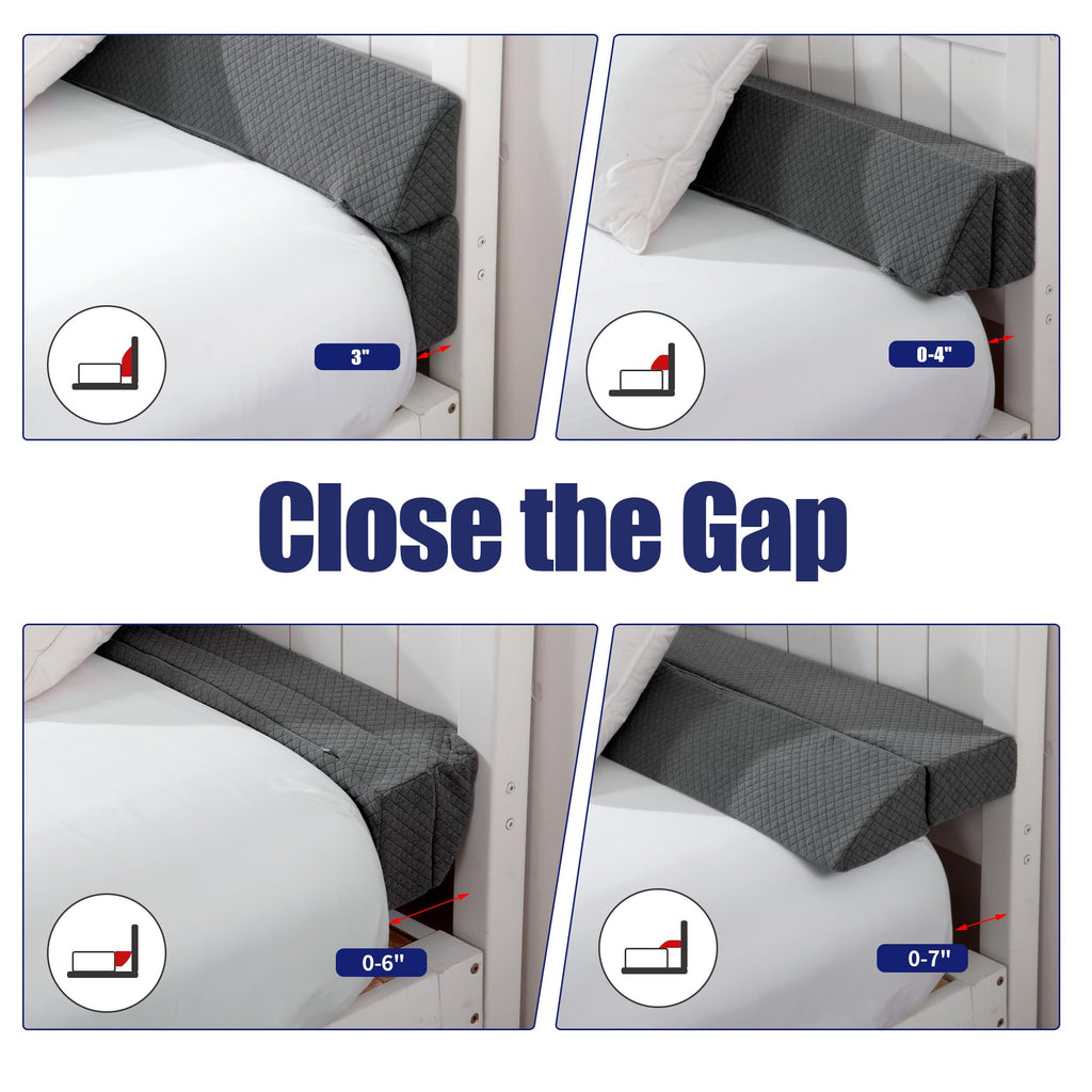 HOMBYS Wedge Pillow Headboard for Bed Gap,Foldable Bed Wedge Gap Filler King Size,Matterss Gap Filler,Multi Functional Bed Crack Pillow, Fill The Gap (0-7") Between Your Headboard and Mattress,Grey