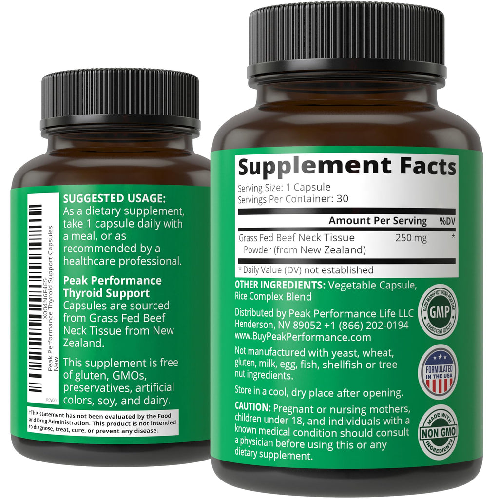 Raw Desiccated Thyroid Supplement. Grass Fed New Zealand Beef Neck & Thyroid Gland Capsules for Women and Men. Ancestral Living Ethically Sourced Bovine Supplements for Energy and Metabolism Support