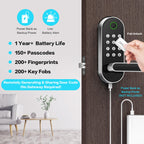 Fingerprint Smart Door Lock with Handle & Keypad – No More Lost Keys, Keyless Entry & Remote Access for Home, Kids, Airbnb & Rental Property, DIY Install, Alexa & Google Compatible