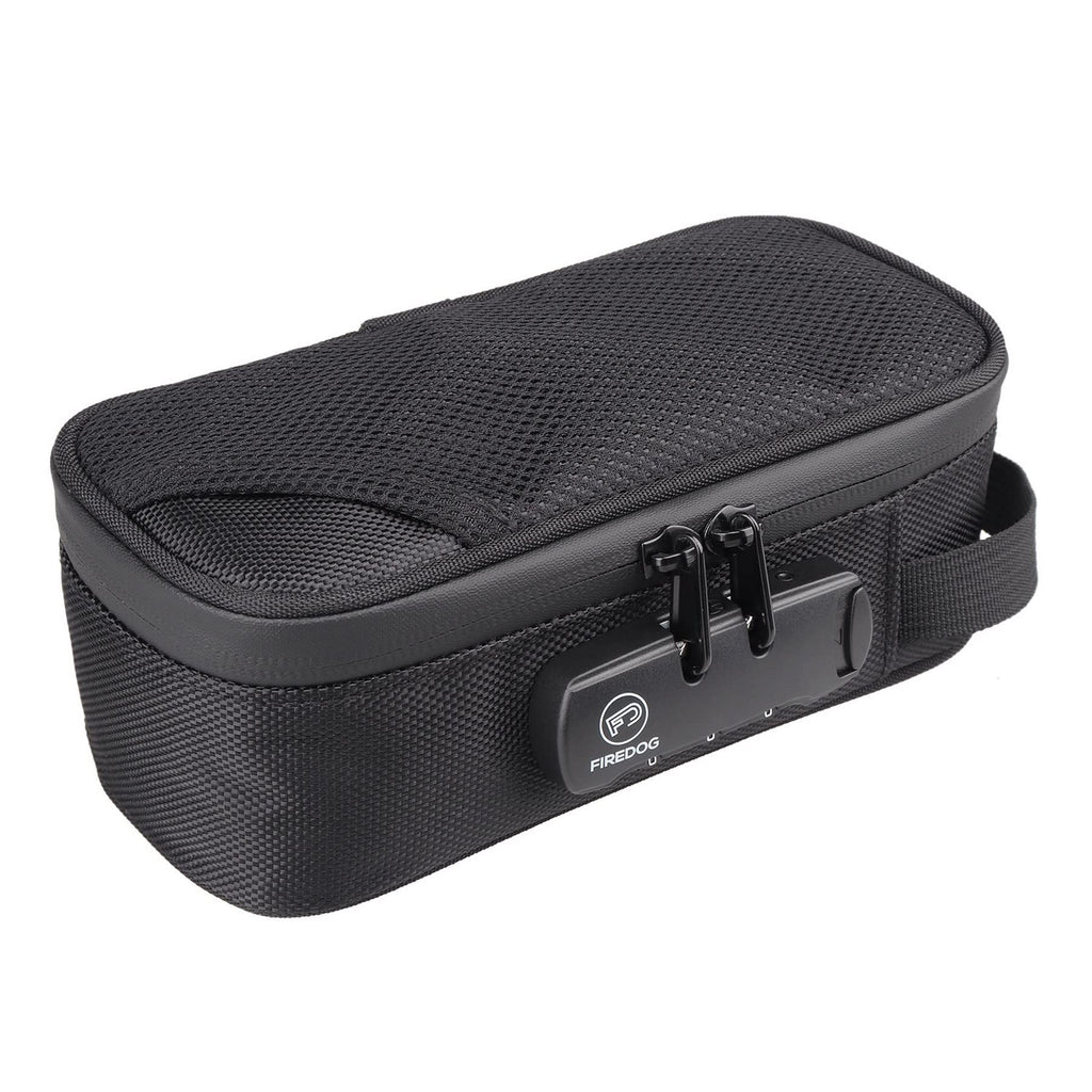 FIREDOG Smell Proof Bag with Lock, Carbon Lined Smell Proof Case Containers for Travel Storage (Black, 8x4x2.75 Inch)