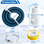 6 Ft Above Ground Pool Hoses for Hayward Filter Pump, 1-1/2" Pool Pump Hose Connector Hose Replacement Kit（2 Pack)