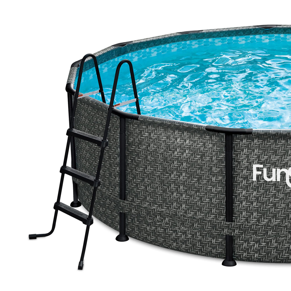 Funsicle SureStep 3 Step Lightweight Steel Outdoor Above Ground Swimming Pool Ladder with Non Slip Feet for Outdoor Use, Black