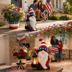 Solar Patriotic Gnome Garden Decor,9.4" Independence Day Garden Statues