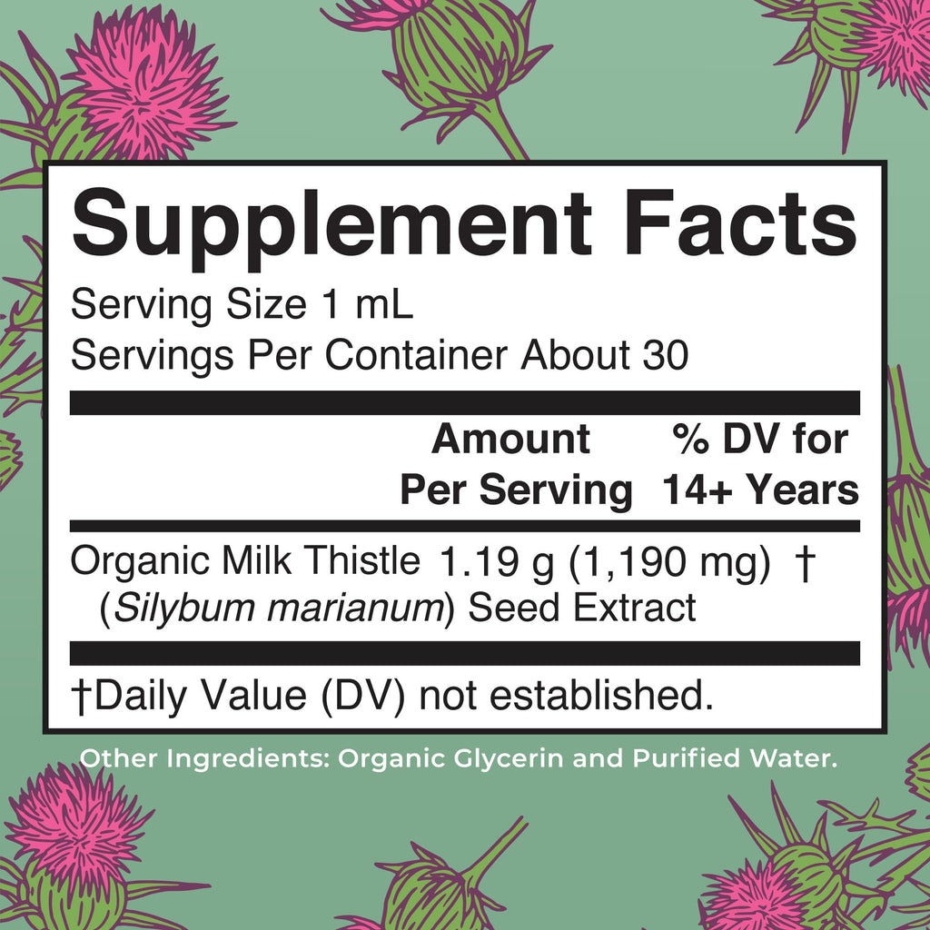MaryRuth Organics Milk Thistle Seed Liquid Extract Drops, 1 fl oz | 1,190 mg Milk Thistle Seed | Silybum marianum | Alcohol-Free | Vegan | USDA Organic | Non-GMO