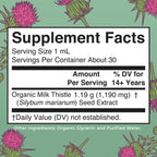 MaryRuth Organics Milk Thistle Seed Liquid Extract Drops, 1 fl oz | 1,190 mg Milk Thistle Seed | Silybum marianum | Alcohol-Free | Vegan | USDA Organic | Non-GMO