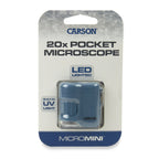 Carson MicroMini 20x Pocket Microscope for Adults, UV and LED Flashlight, Blue (MM-280B)