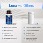 Nested Naturals Luna Melatonin-Free Sleep Supplement - Non-Habit Forming Herbal Sleep Supplement, Adult Bedtime Support, Help Sleeping w/Chamomile, Valerian, L-Theanine - 60 Vegan Capsules