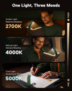 86lux Book Light, Rechargeable Clip-On LED Reading Light for Bed & Night Use - 3 Color Temperatures with Stepless Dimming, Ultralight Bookmark Design for Kids, Book Lovers, Green
