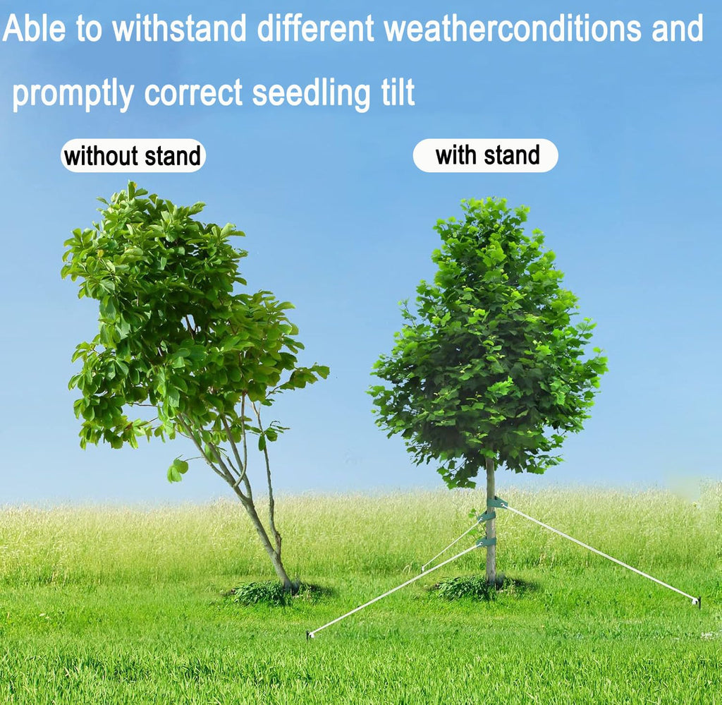 6 Pcs 12 Inch Heavy Duty Steel Tree Stake Kits, Tree Stakes and Supports for Young Trees Against Bad Weather Leaning Tree Anchor Straightening Kit, Bonus Tree Straps & Rope for Anchoring