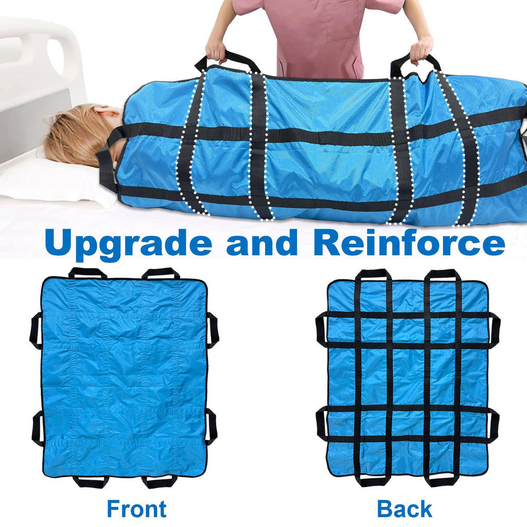 Reusable Positioning Bed Pads for Elderly with 8 Handles 48"x40", Washable Transfer Slide Sheets for Moving, Turning, Lifting Patients, Draw Sheets for Hospital Beds, Padded Bed Senior Transfer Helper