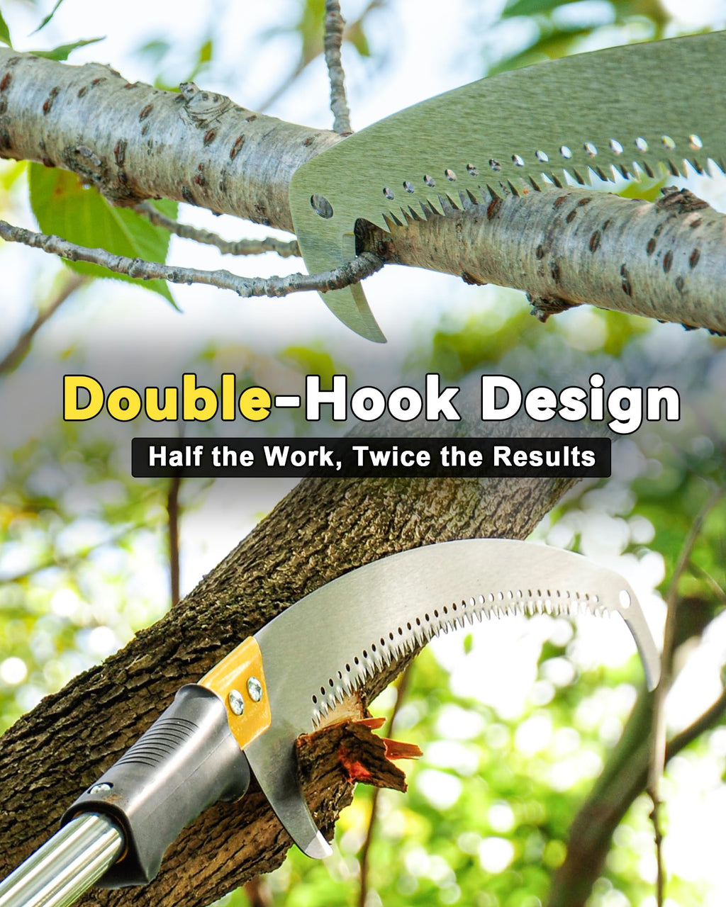 BlumeTrec 11FT Pole Saw with Adjustable Length for Tree Trimming Lightweight Manual Pruning Saw with Long Extension Branch Cutter