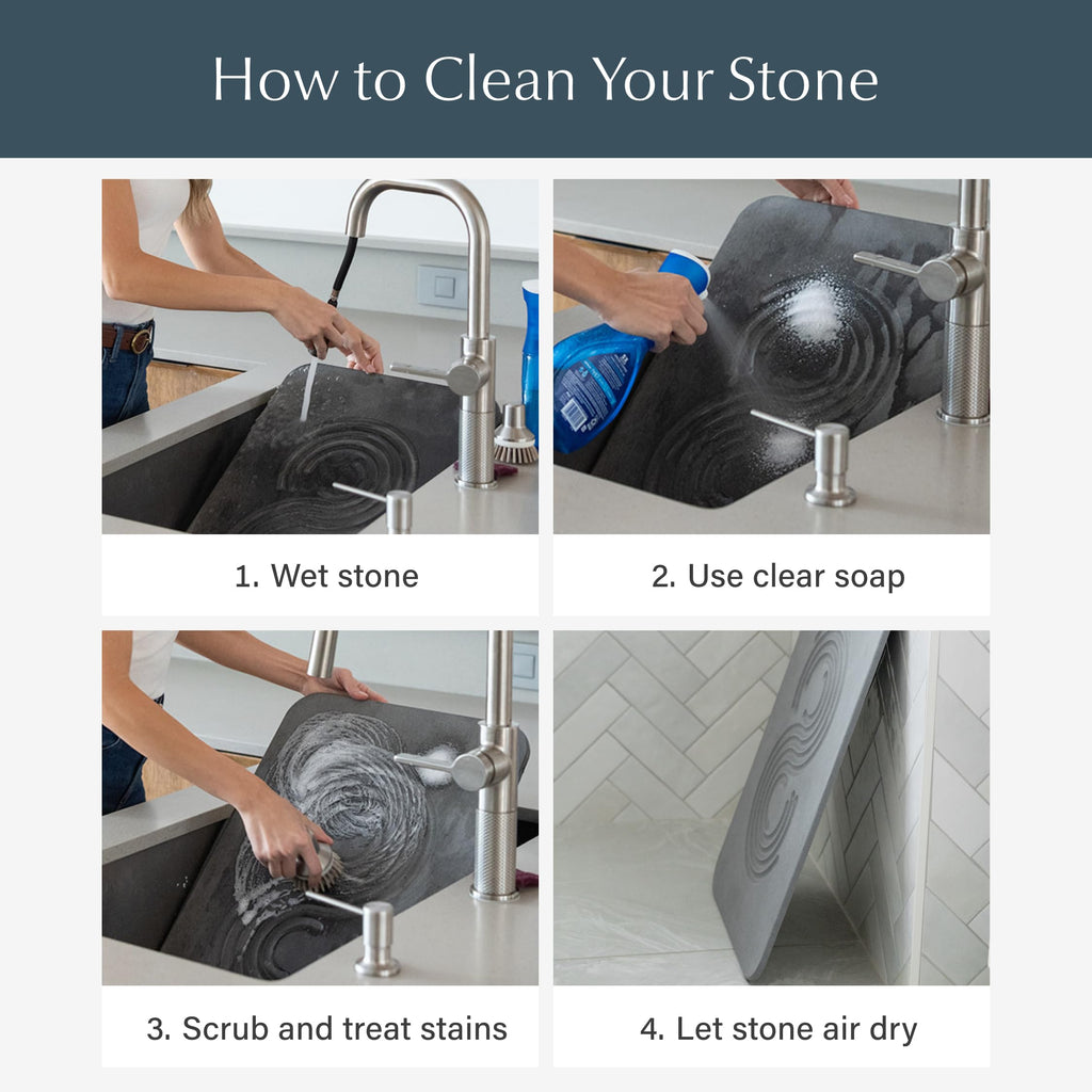 Dorai Home Bath Stone – Luxury Quick-Drying Stone Bath Mat, Non-Slip Surface, Rubberized Bottom Pad, Rain Slate