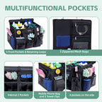 Large Rolling Cleaning Caddy Bag with Wheels, with Detachable Trolley, Cleaning Bags on Wheels for Housekeepers, Cleaning Cart Supplies Organizer for Home, Car, Picnic (Black)