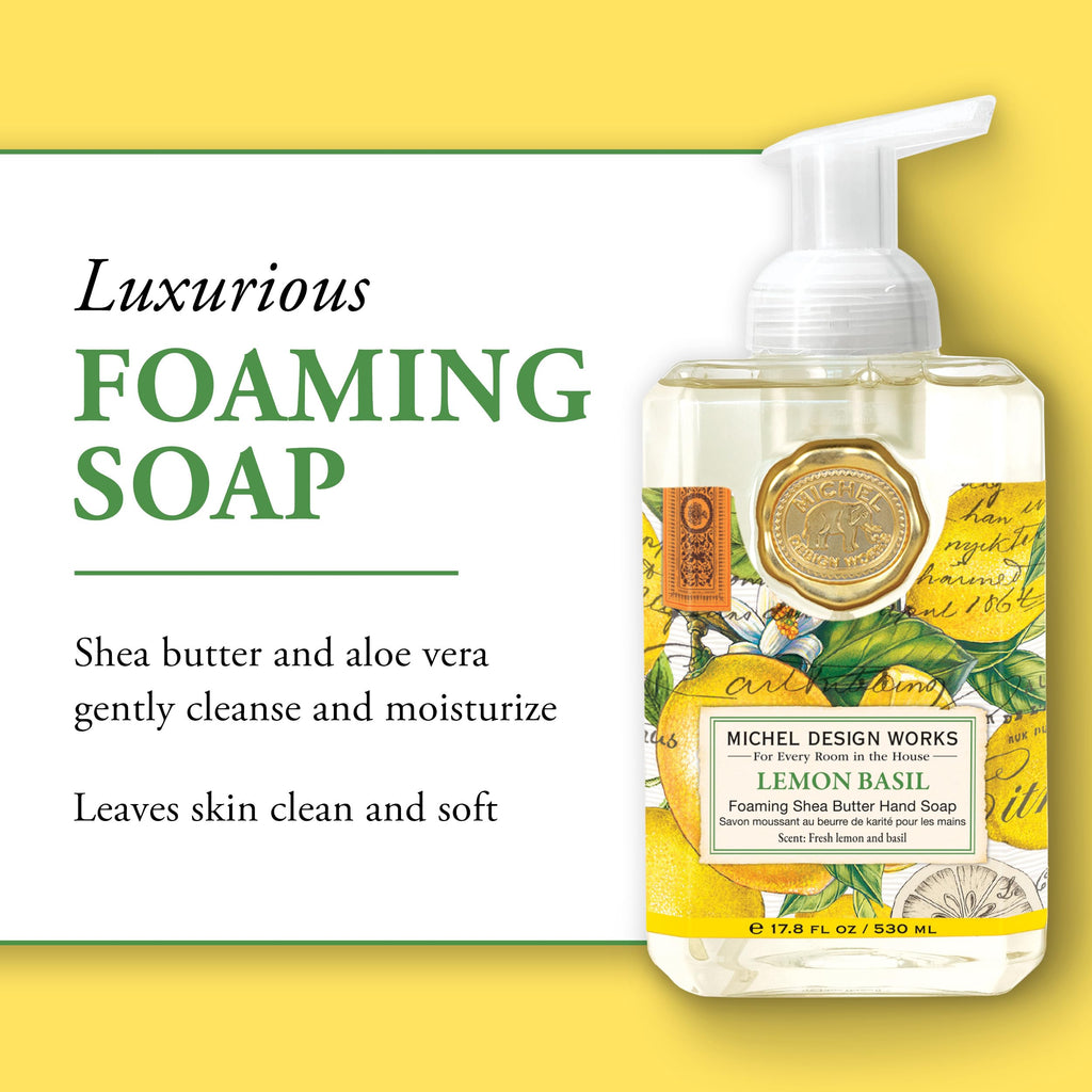 Michel Design Works Foaming Hand Soap, Lemon Basil, 3-Pack, (17.8 fl. oz. each) Foaming Hand Soap