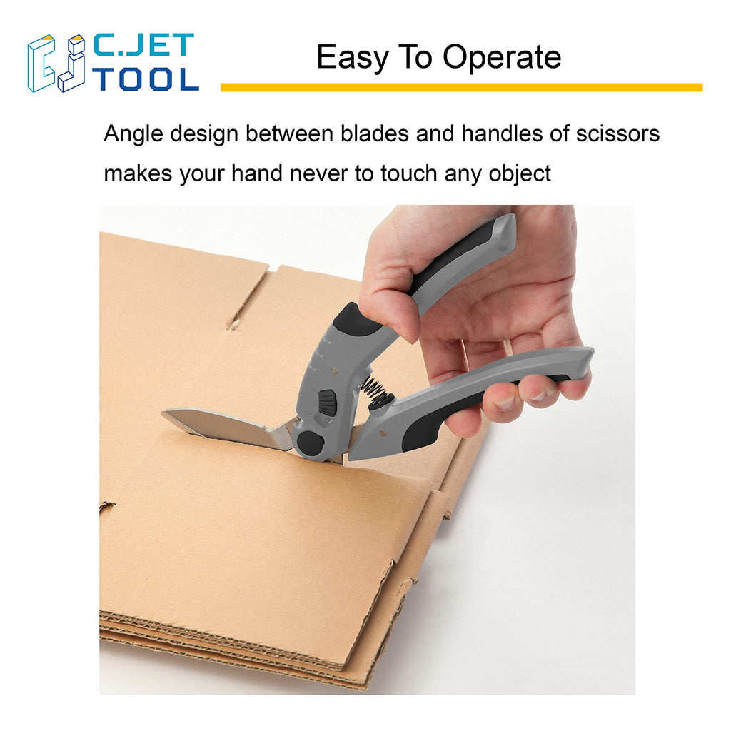 C.JET TOOL 10" Heavy Duty Scissors - Carpet Cutter, Industrial Multipurpose for Cardboard, Leather, Pruning, Gardening - Professional Soft Grip Stainless Steel (Black)