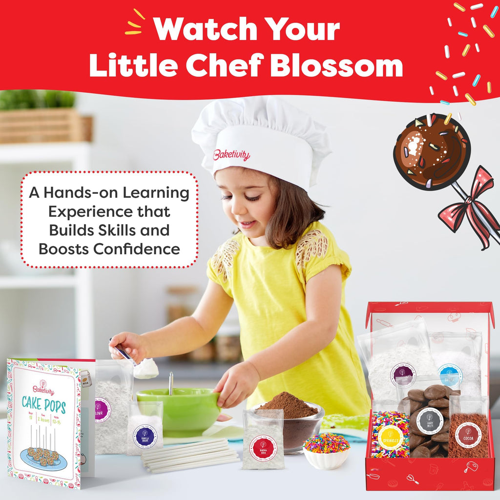 Baketivity DIY Cake Pop Kids Baking Kit with Pre-Measured Ingredients