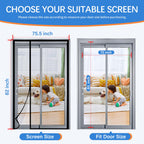 LONGEAS Magnetic Screen Door Mesh Left Right Side Opening Upgraded PET Material Mesh Stronger Than Fiberglass and Polyester,Keep Bugs Out,Pet & Kid Friendly Screen Size 74'' X 82''