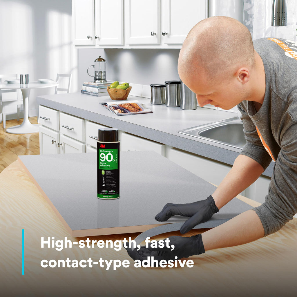3M Hi-Strength Spray Adhesive Glue 90 CA, Clear Color, 19.0 oz Net Wt Can