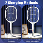 Lulu Home 2-in-1 Electric Bug Zapper Racket, 2 Pack 4000V High Voltage LED Lighted Handheld Mosquito Swatter with 3 Layer Safety Mesh, USB Charging Portable Fly Killer Racquet