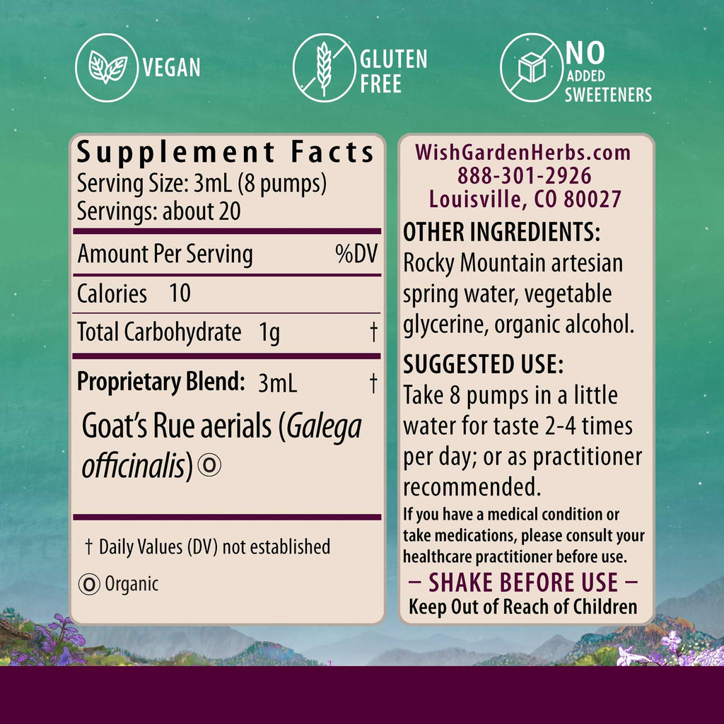 WishGarden Herbs Goat's Rue Lactation Supplement - Organic Herbal Tincture to Increase Breastmilk Supply, Fenugreek Free Lactation Supplement, Breast Milk Supply Boost, Flow, Quality & Production, 2oz