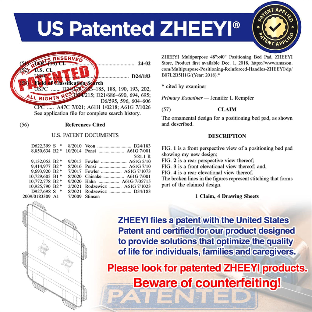Bed Positioning Pad with Reinforced Handles 48" x 40" Lifting Turning Patient Sheet Transfer Blanket for Caregiver, Bedridden, Elderly, Black
