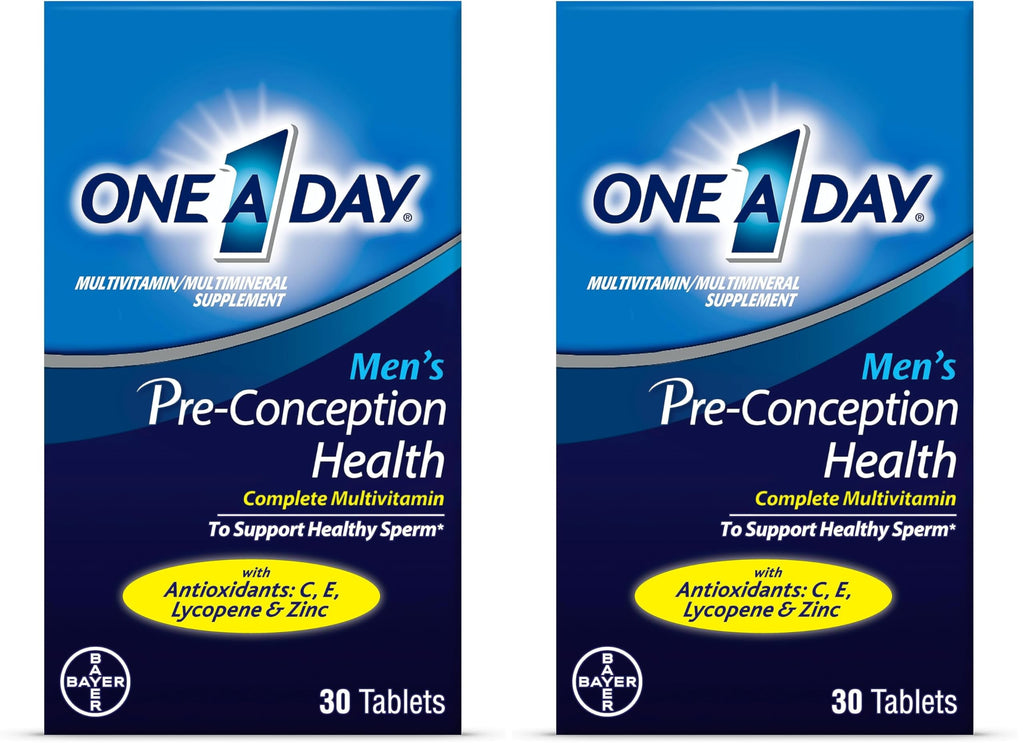 A Day Men's Pre-Conception Health Multivitamin to Support Healthy Sperm,Supplement for Men with Vitamin C,Vitamin E,Selenium,Zinc,and Lycopene,30 Count (Pack of 2)
