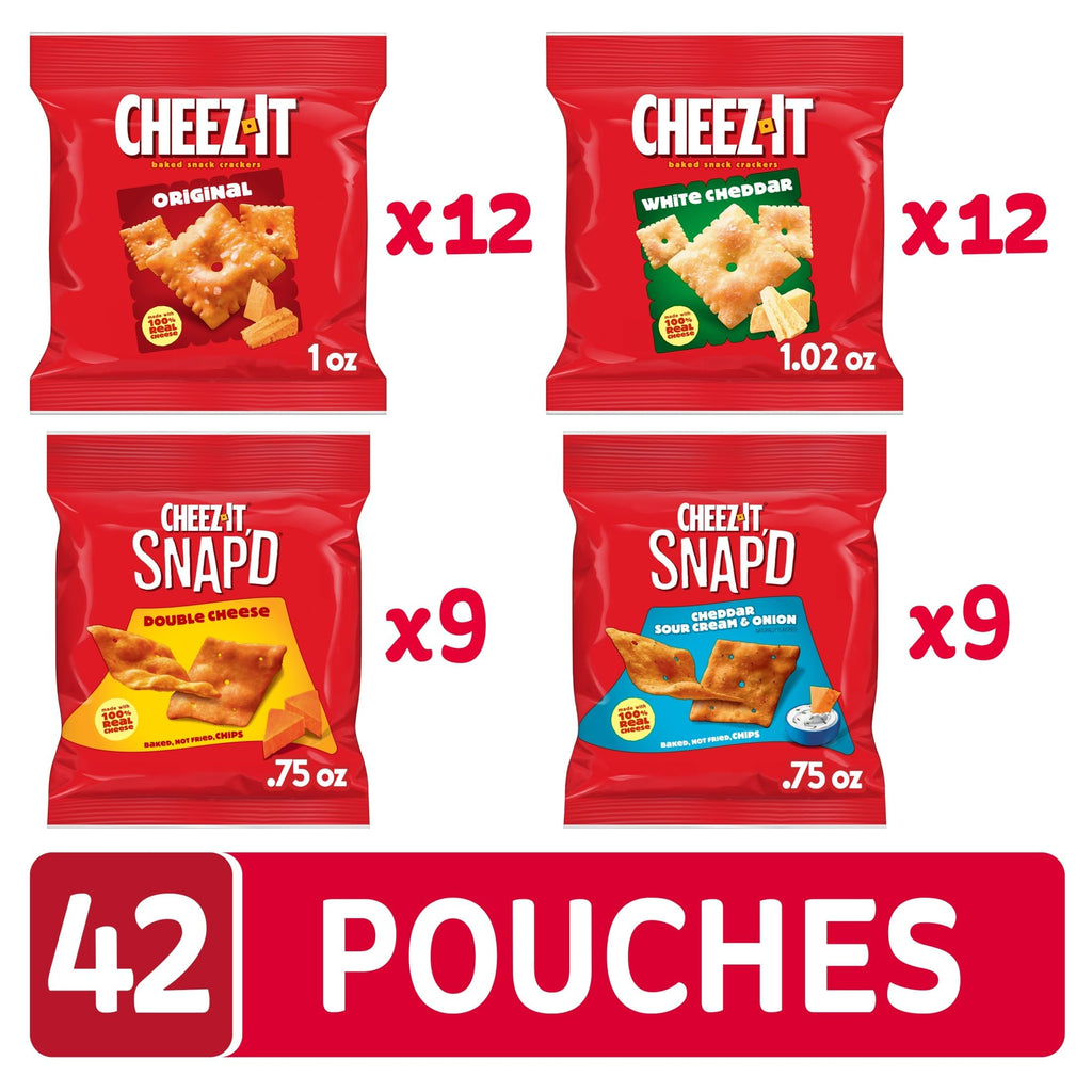 Cheez-It Cheese Crackers, Baked Snack Crackers, Lunch Snacks, Variety Pack (42 Packs)