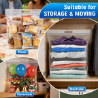 3 Gallon Extra Large Zipper Bag, 16” x 18” Clear Plastic Zip Bag with Handle for Storage, Moving Travel, 2mil Thick Resealable Lock, 60 pack