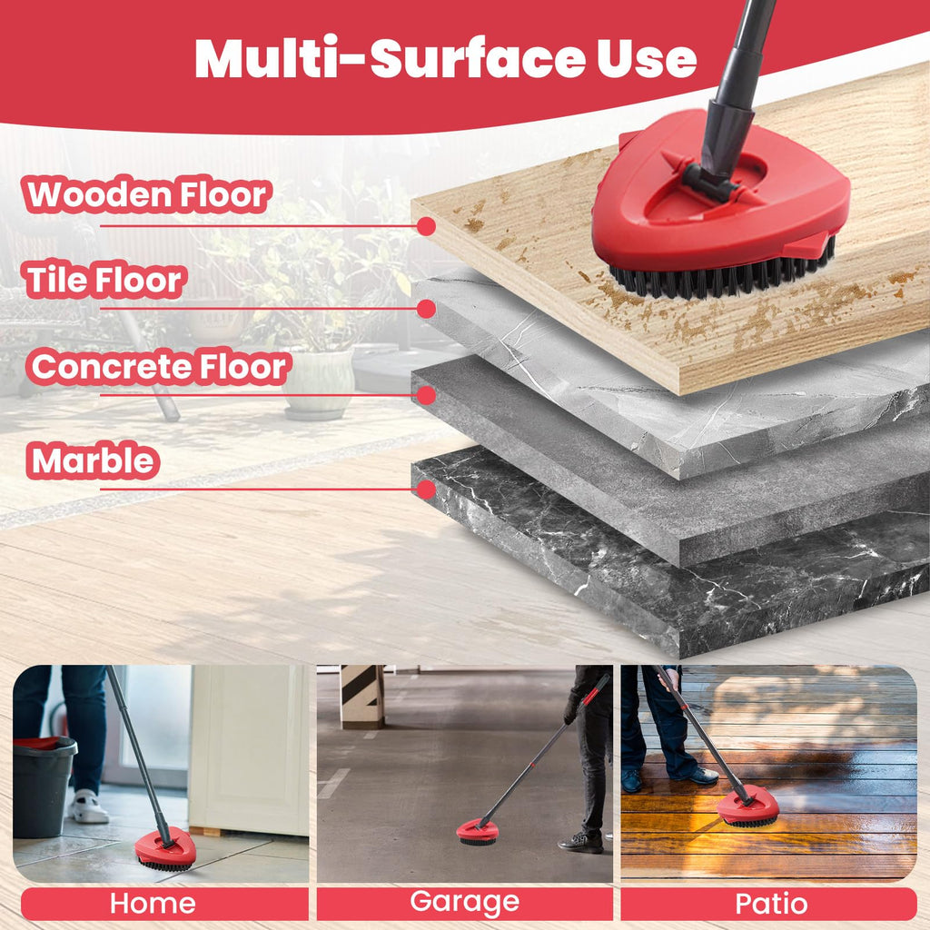 Spin Mop Replacement Mop Compatible with O Cedar 1 Tank System, 2 Microfiber Mop Heads Replacements, 58" Mop Replace Handle, 1 Scrub Brush Attachment and 1 Mop Base for Ocedar EasyWring Spin Mop