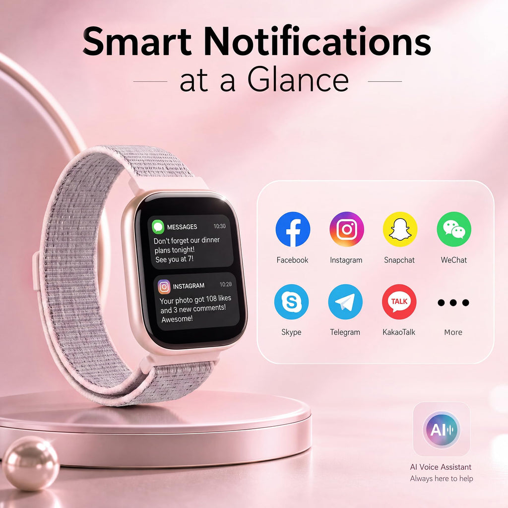 Smart Watch for Women, Bluetooth Answer/Make Calls, 1.83"HD Screen, 2 Bands