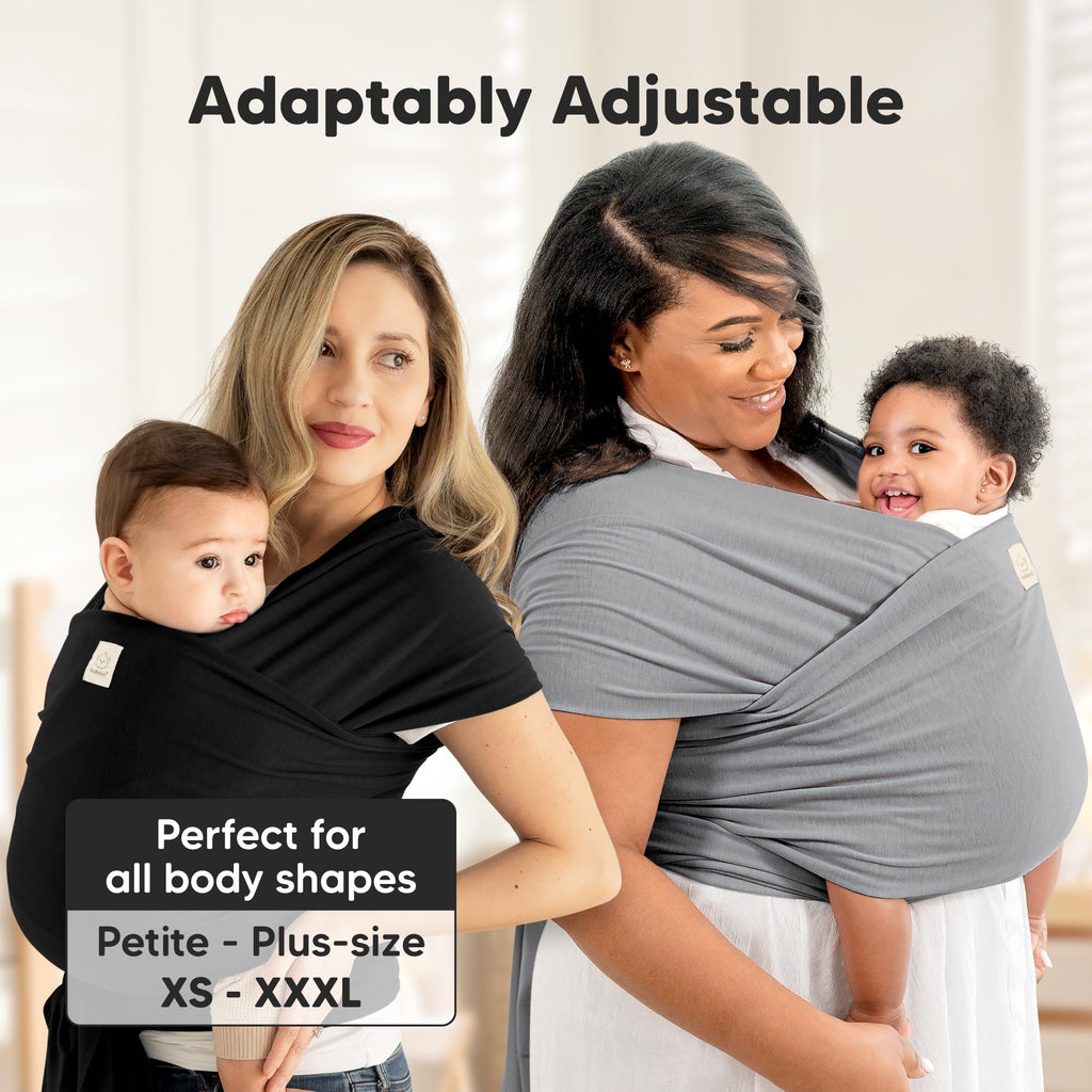 KeaBabies Baby Wrap Carrier, All in 1 Original Baby Carrier, Trendy Black
