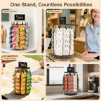 PUERSI Wooden Chip Rack Display Stand, 5 Tiers 40 Clips Rotating Snack Rack for Office Countertop, Snack Organizer Chip Storage Candy Display for Concession, Party, Retail, with Message Board - White