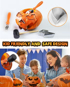 JUSTOTRY Pumpkin Carving Kit - Halloween Pumpkin Face Shape Cookie Cutters Tools Set Easy & Safe Adults Kids DIY, Stainless Steel 23 Molds with 3 Tools for Decoration Decorating Stencils Metal