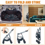 ZHUOKECE 3-in-1 Pet Dog Stroller, Dog Wagon with Removable Carrier, Cat Stroller for Medium Dogs Up to 55lbs (Black)