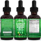 Clean Nutra Soursop Liquid Drops Sea Moss Moringa Shilajit Green Tea Vitamin D Vitamin C Garlic Supplements Grape Seed Lycopene Turmeric Root 4 Oz Immune Support & Cellular Health by Clean Nutra