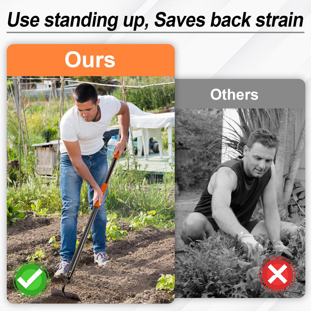 AgroPro Hoe Garden Tool, Heavy Duty Garden Hoe for Weeding, Metal Garden Hoe with Long Handle, 58 Inches