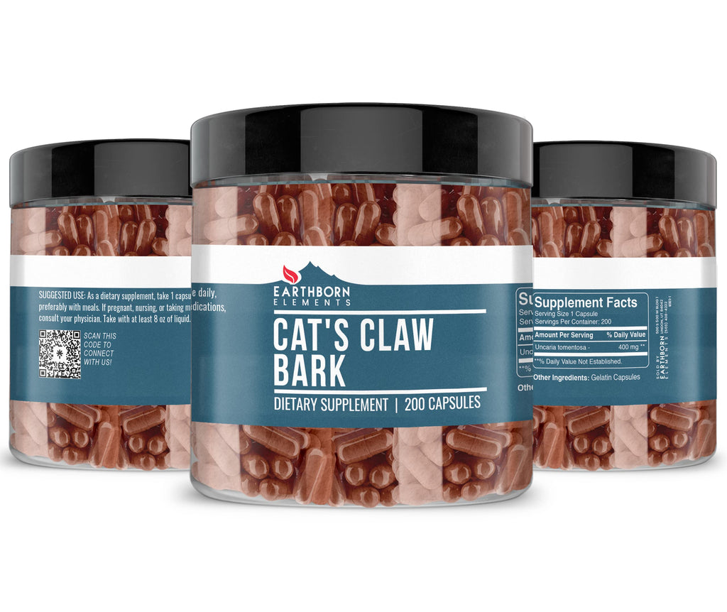 Earthborn Elements Cat's Claw Bark 200 Capsules, Pure & Undiluted, No Additives