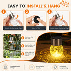 GIGALUMI Solar Lights Outdoor Hanging Lantern Garden Decor for Outside 12Pc