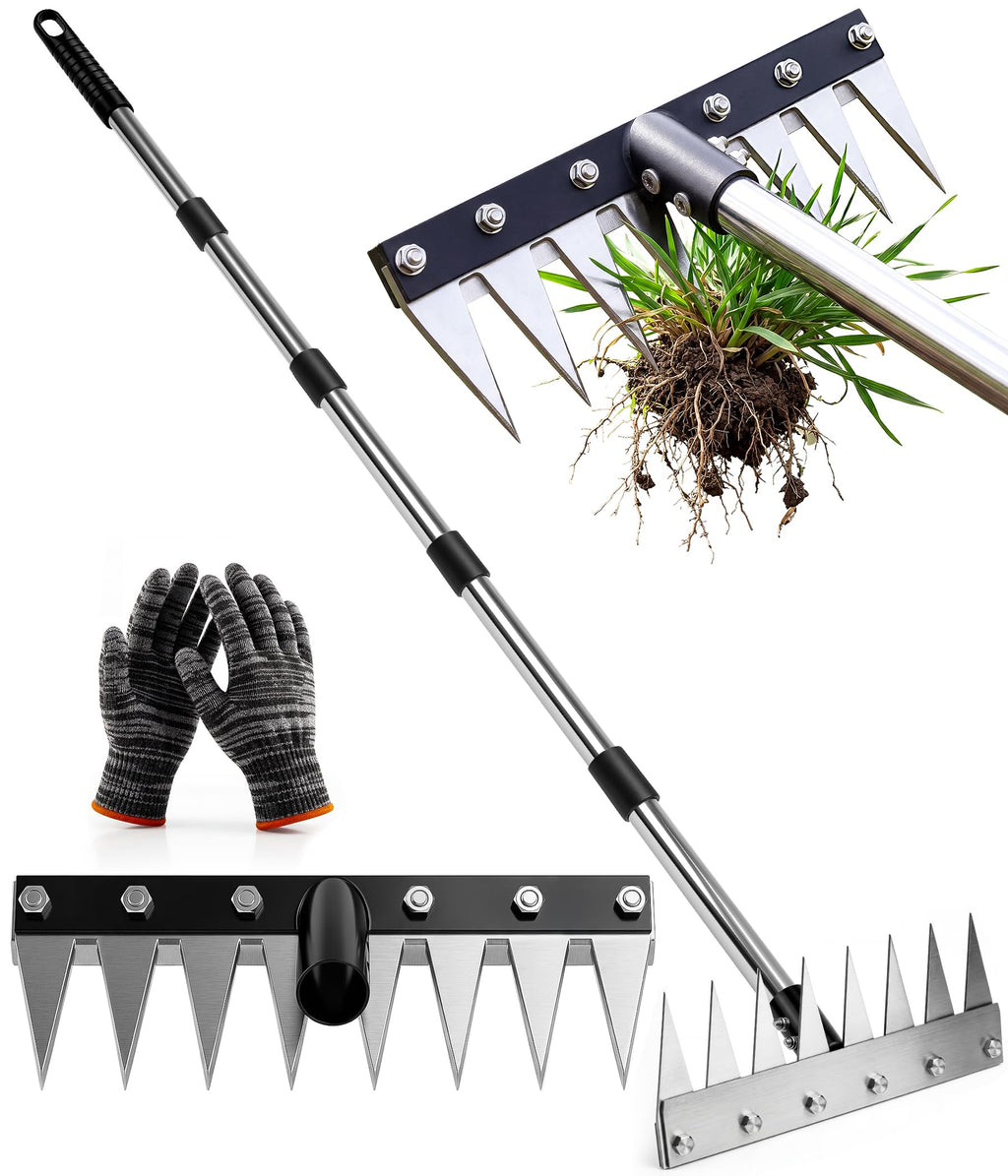 Weeding Rake Puller Tool for Garden,Heavy Duty Iron Weed Puller Cutter Tool