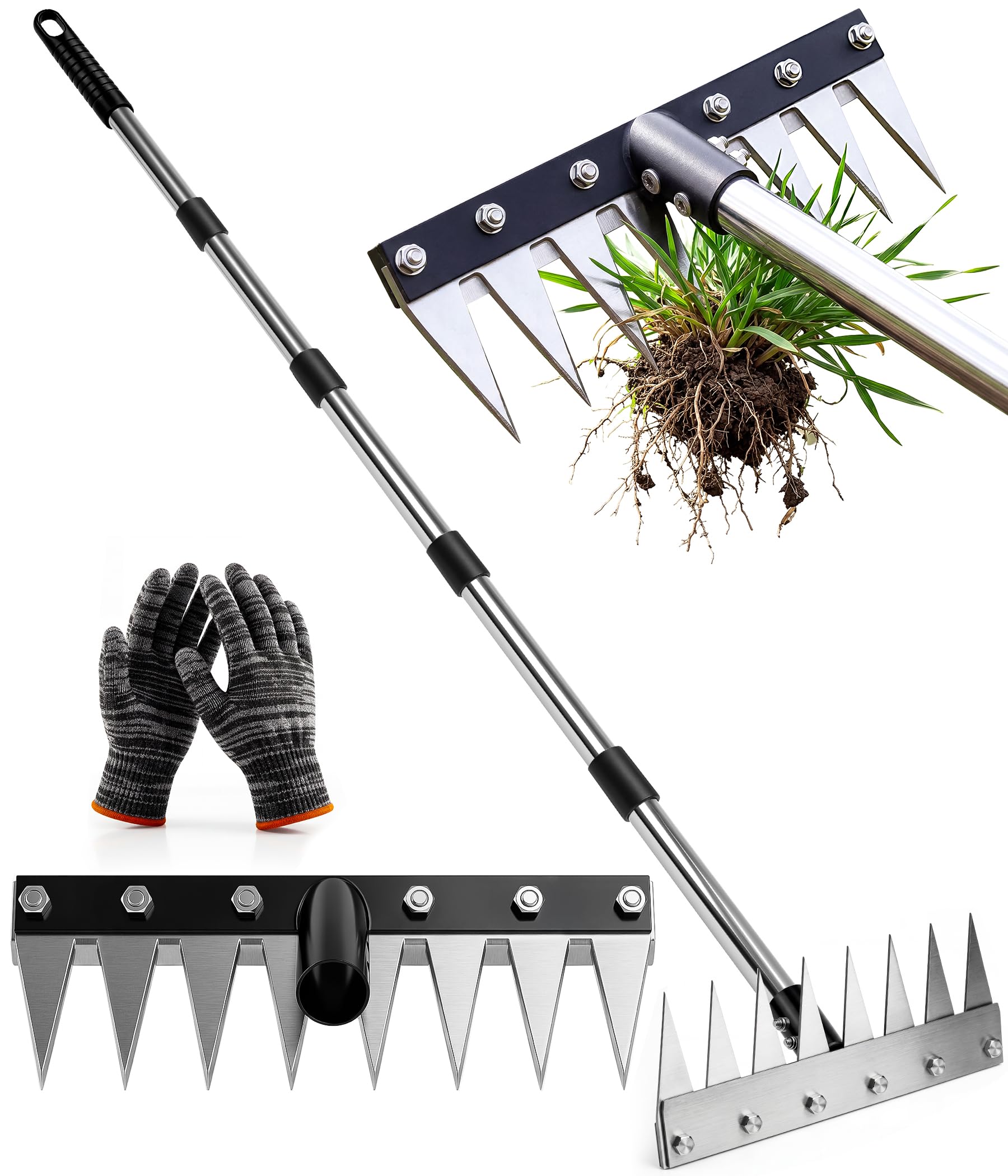 Weeding Rake Puller Tool for Garden,Heavy Duty Iron Weed Puller Cutter Tool