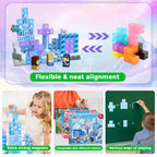 Magnetic Blocks - 100Pcs 0.8in Transparent Building Block for Kids Ages 4-8, Magnet Blocks for Blue Princess Castle Build, Building Cubes Tiles Princess Toys for Girls Age 3 4 5 6 7 8-12 Birthday Gift