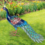 Kircust Outdoor Metal Peacock Statue, 24" L