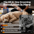 Buenkee Dog Grooming Vacuum Kit, 15000Pa Clipper, Shedding Brush, 2L, White