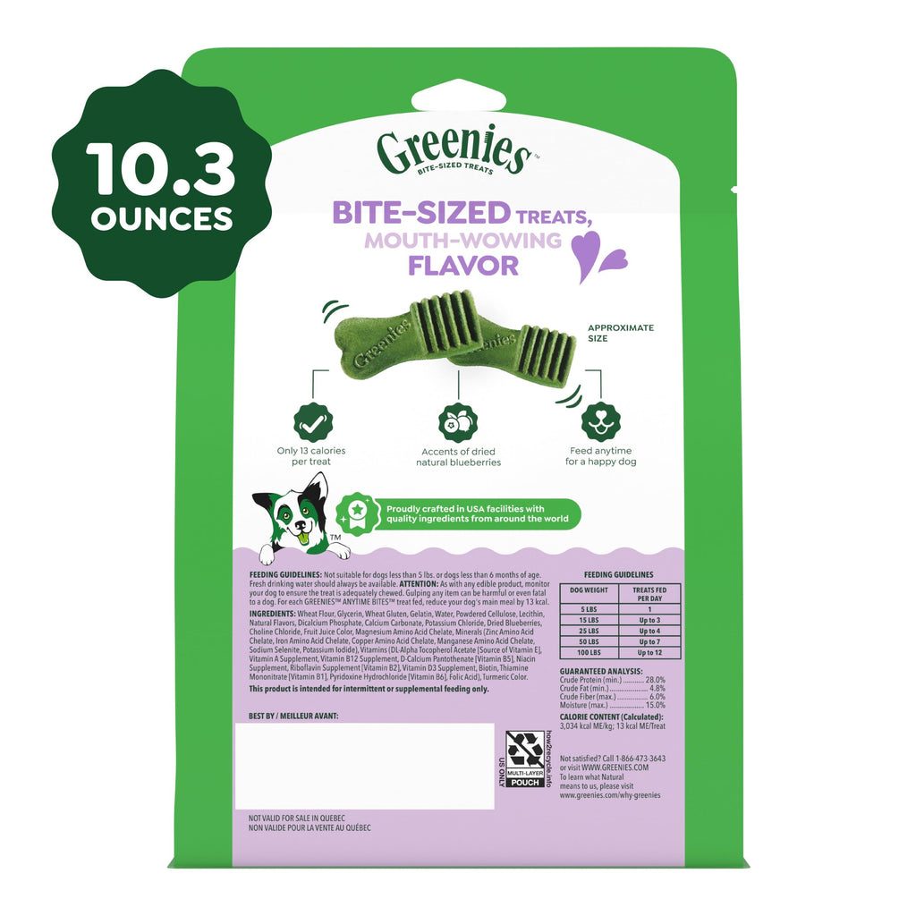 Greenies Anytime Bites Dog Treats, Blueberry Flavor, 10.3 oz